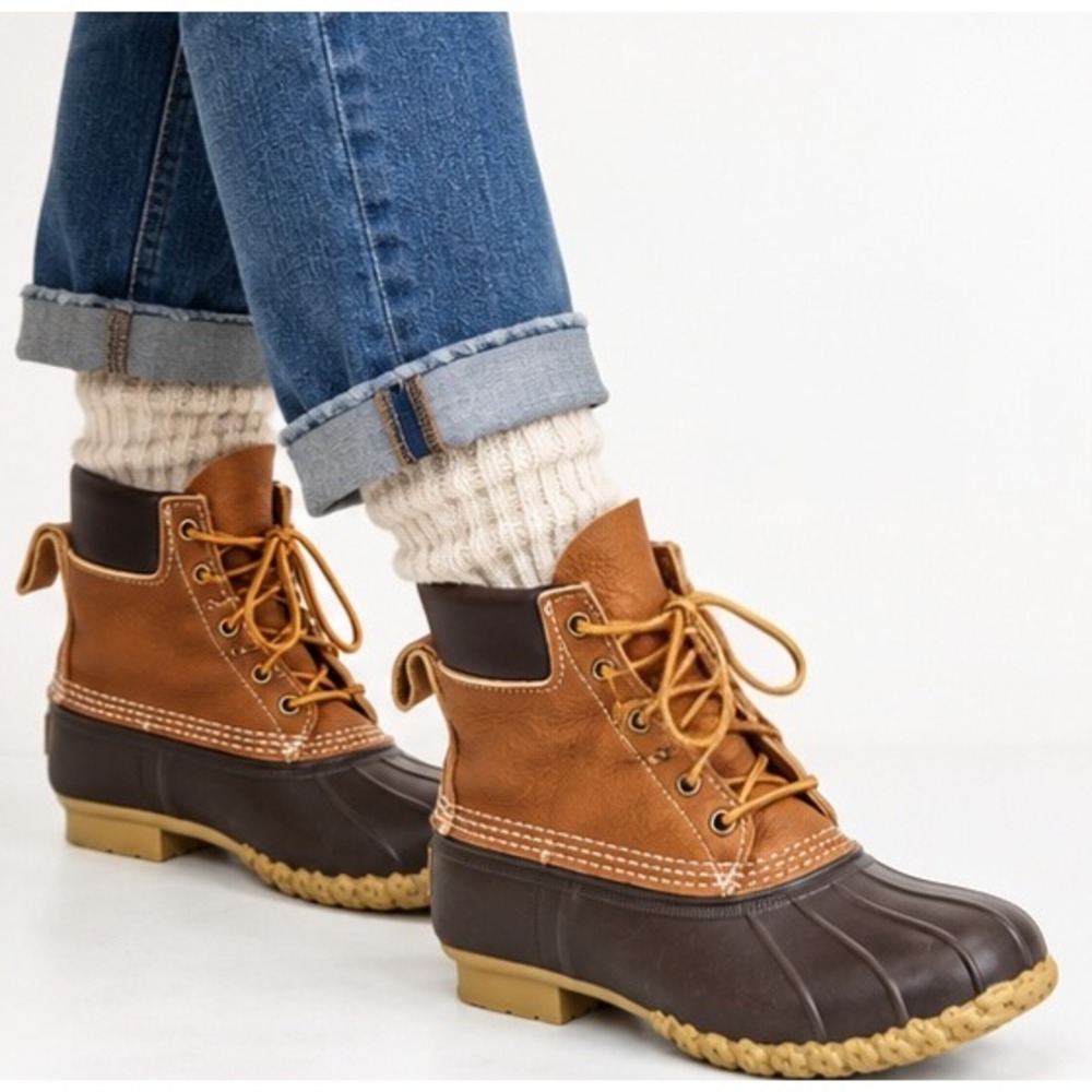 L.L.BEAN Bean Boots 6" Leather Duck Boots Brown Tan Women's 6M NWOT